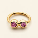 MINIHOOP MED 2 STK BURMA  SAFIR-18k guld