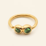 MINI HOOP - 18K guld med 2 tvasoritter