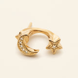 MOON & STAR EARJACKET - 18K forgyldt sølv med diamanter