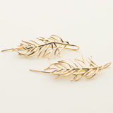 3D leaf øreringe forgyldt sølv