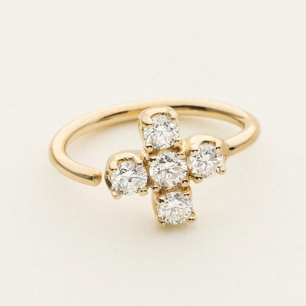 MINI HOOP - 18 karat guld og diamantkryds