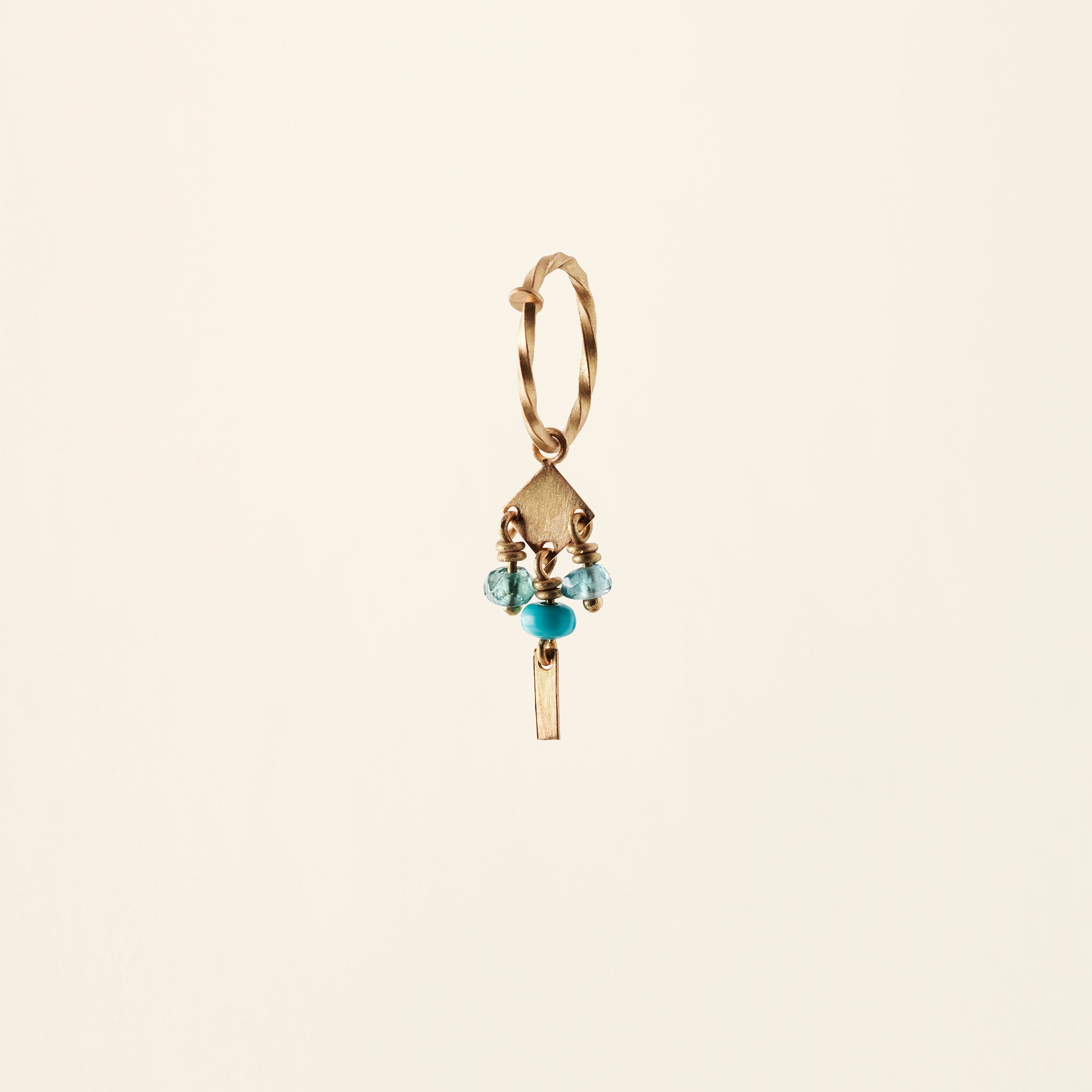 PERSIAN MINI HOOP MED TYRKIS OG TURMALIN- 18k guld