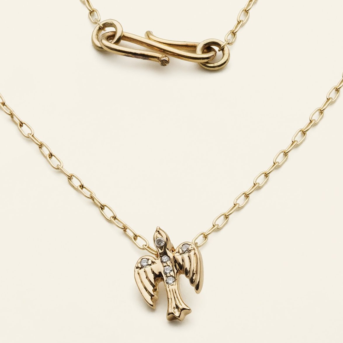 MEDIUM BIRD HALSKÆDE - 18 karat guld med diamanter