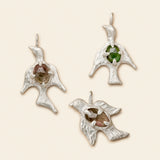 Birds w. Colored Stones Silver