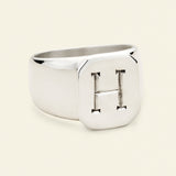 Signature ring w. engraved letter - Silver