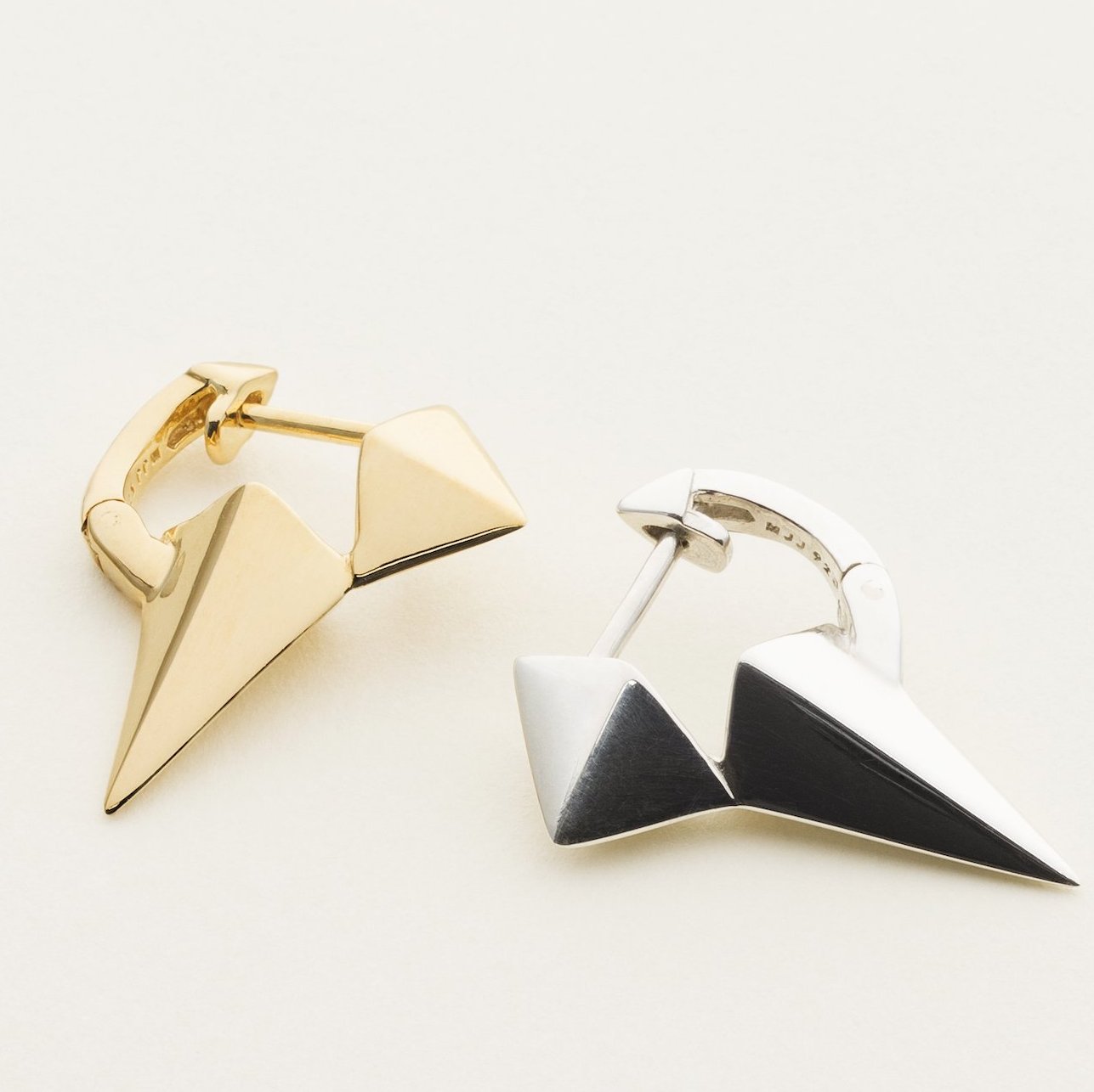 LONG STUD ØRERING - forgyldt sølv